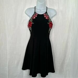 B. Darlin Floral Boho Appliqué Fit and Flare Dress